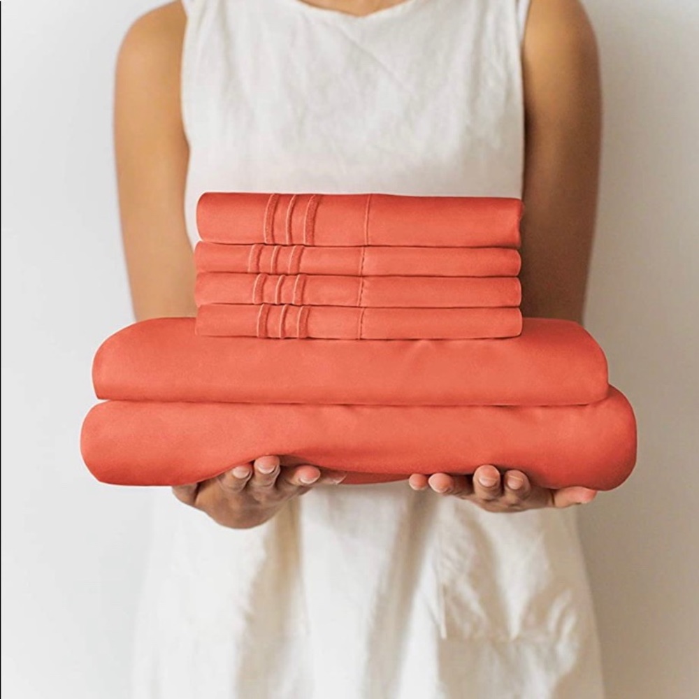 Luxury TWIN sheet set in coral